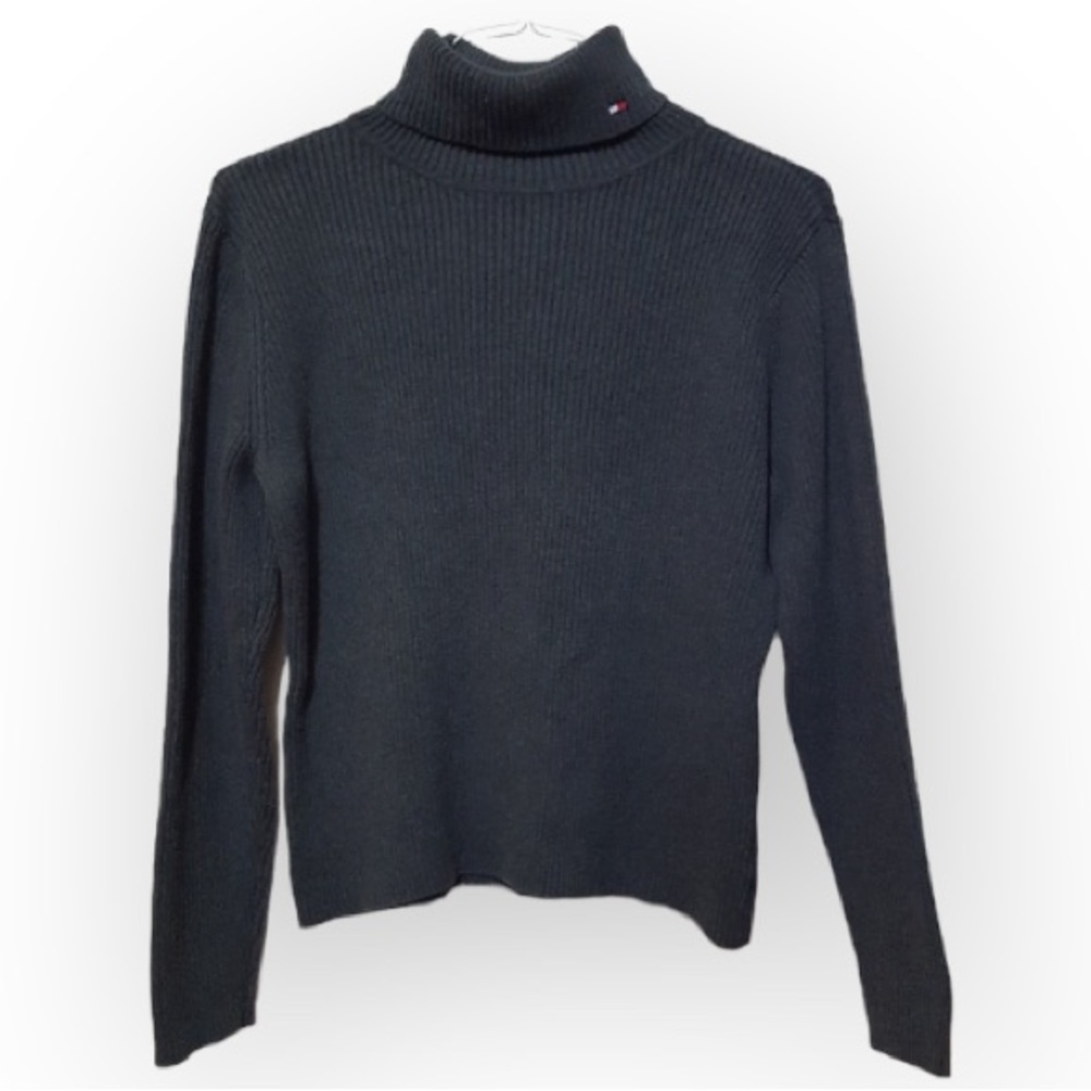 TOMMY HILFIGER VINTAGE TURTLE NECK LONG SLEEVE 100% COTTON DARK GRAY SWEATER XL